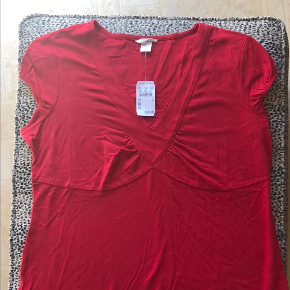 Red Cap Sleeve Top; sz L; NWT